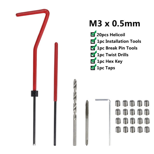 XCAN Thread Repair Kit M3 M4 M5 M6 M8 M10 M12 M14  Screw Thread Inserts For Restoring Damaged Threads Repair Tools Drill Bit