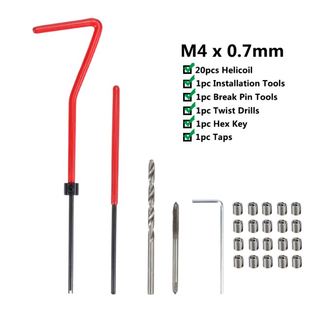 XCAN Thread Repair Kit M3 M4 M5 M6 M8 M10 M12 M14  Screw Thread Inserts For Restoring Damaged Threads Repair Tools Drill Bit