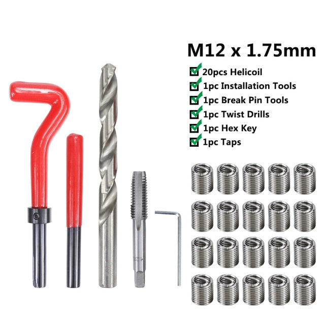 XCAN Thread Repair Kit M3 M4 M5 M6 M8 M10 M12 M14  Screw Thread Inserts For Restoring Damaged Threads Repair Tools Drill Bit