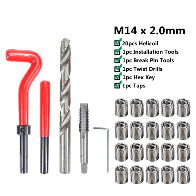 XCAN Thread Repair Kit M3 M4 M5 M6 M8 M10 M12 M14  Screw Thread Inserts For Restoring Damaged Threads Repair Tools Drill Bit