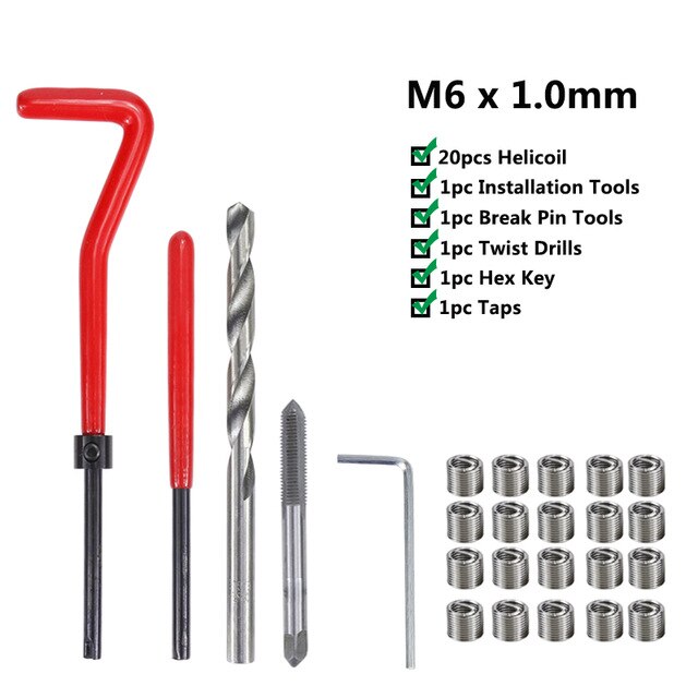 XCAN Thread Repair Kit M3 M4 M5 M6 M8 M10 M12 M14  Screw Thread Inserts For Restoring Damaged Threads Repair Tools Drill Bit